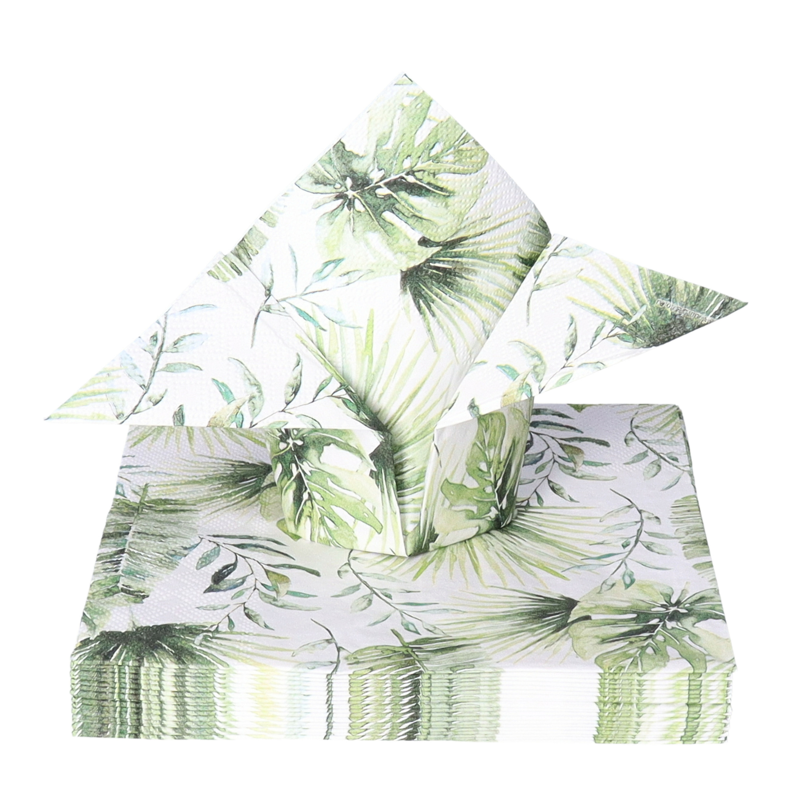 Tafel diner servetten - Jungle bladeren thema - 20x stuks - 33 x 33 cm -