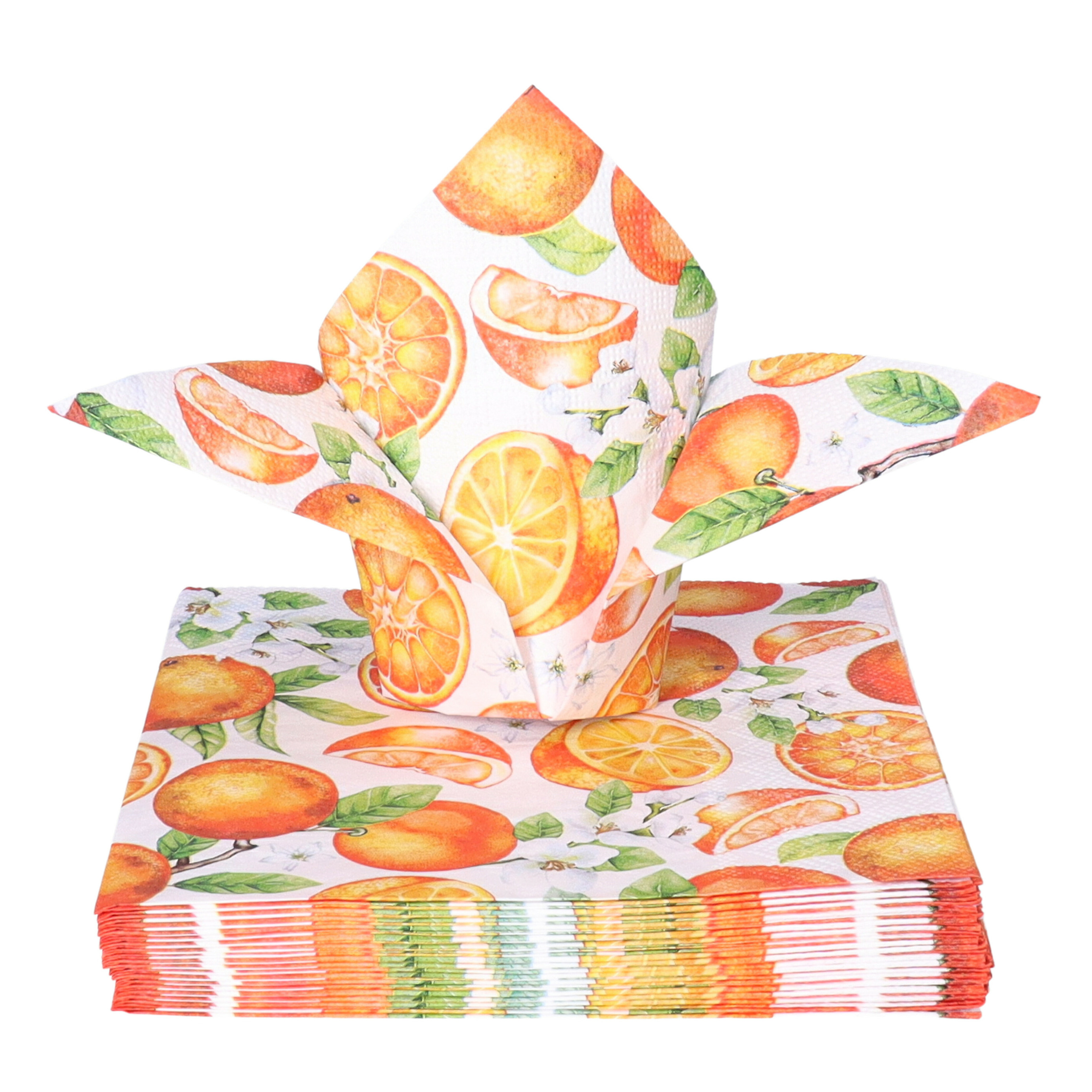 Tafel diner servetten - Fruit Sinaasappels thema - 20x stuks - 33 x 33 cm -