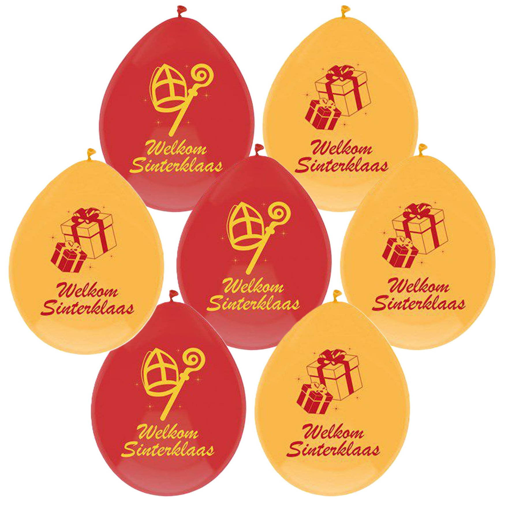 Welkom Sinterklaas ballonnen - 30x stuks - geel/rood - Sint versiering/feestartikelen -