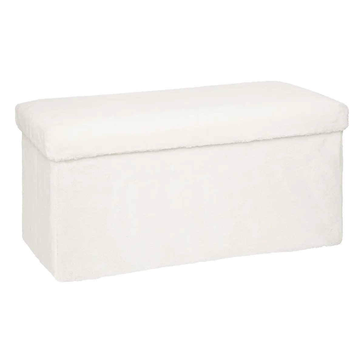 Poef/hocker Bont - opbergbox - wit - kunststof/mdf - 38 x 38 x 76 cm - opvouwbaar -