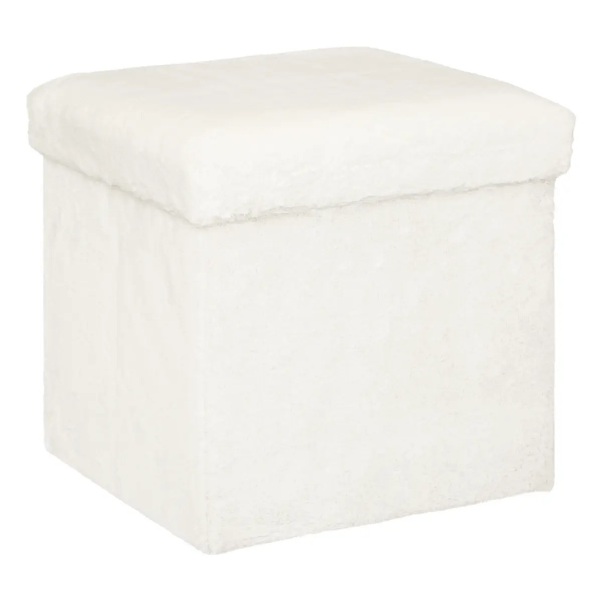 Poef/hocker Bont - opbergbox - wit - kunststof/mdf - 38 x 38 x 38 cm - opvouwbaar -