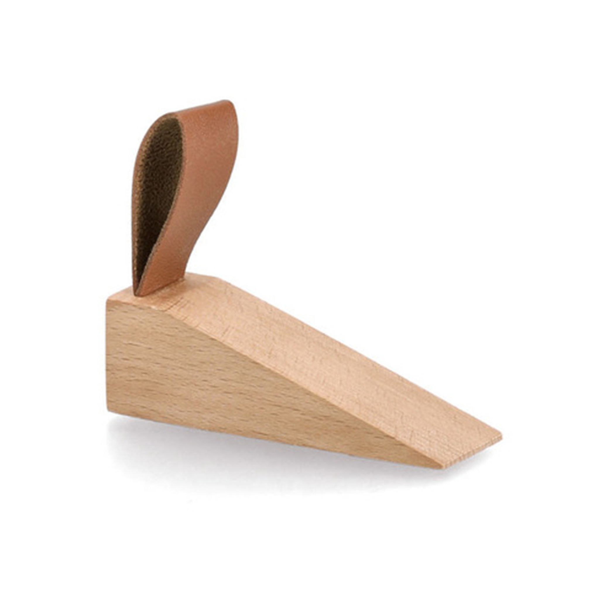 Deurstopper/wig - hout/kunststof - bruin - 11 x 4 x 3 cm - bescherming -