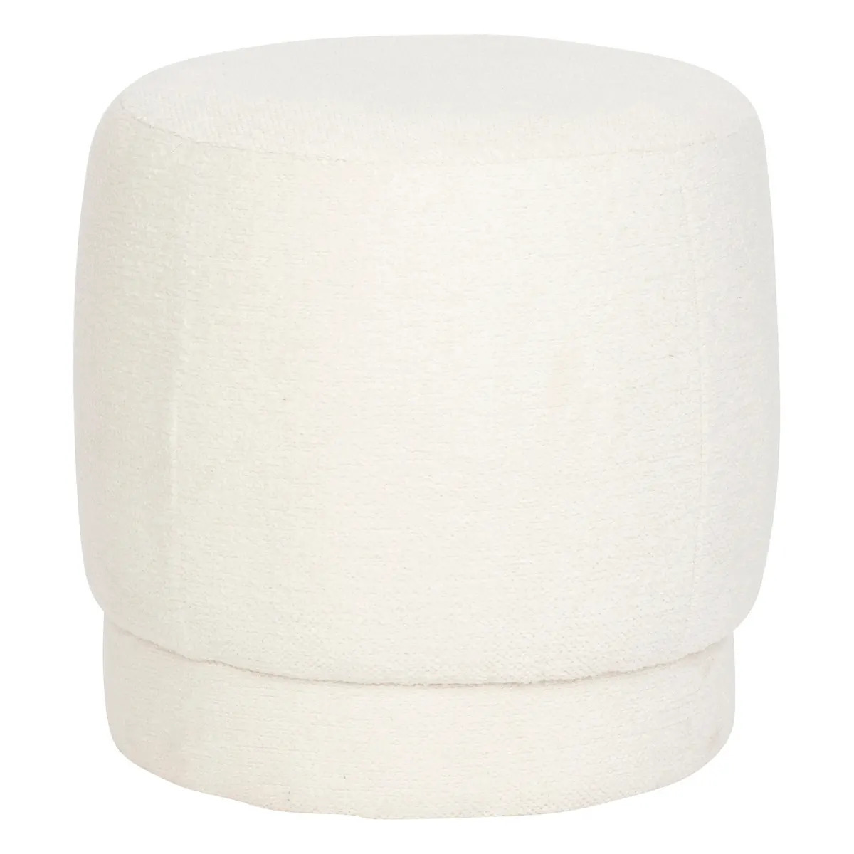 Poef om te zitten Perfect Seat - stof/hout - wit - D40 x H40 cm - bijzet stoeltjes -
