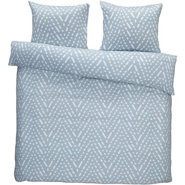 Dekbedovertrek Rowen flanel - blauw - 200x200/220 cm - Leen Bakker