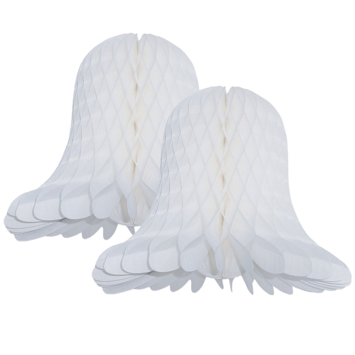 Kerstklokken lampionnen - 2x - wit - 30 x 30 cm - Kerstversiering - Papier -