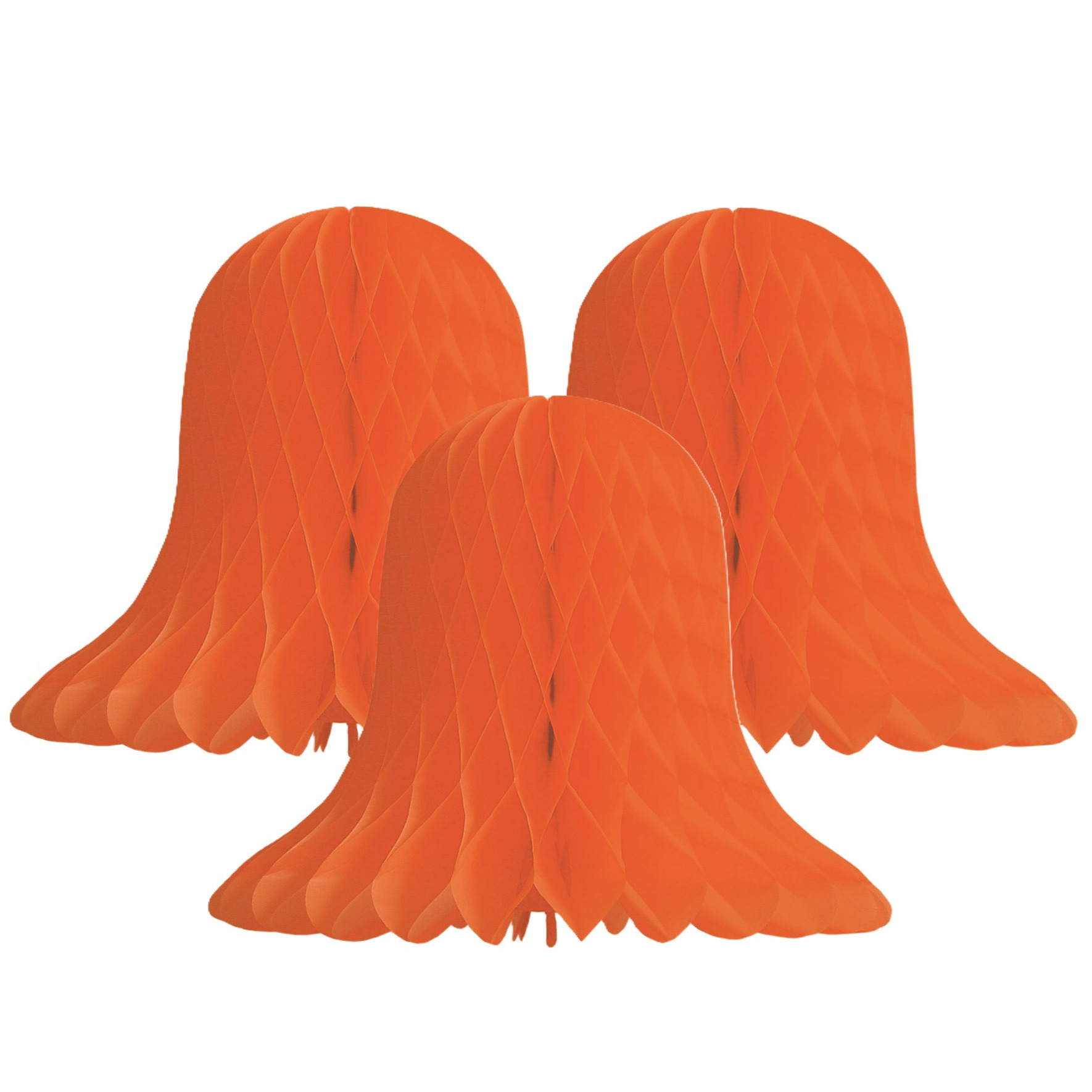 Kerstklok lampion - 4x - oranje - 20 cm - papier - kerstversiering - kerstbel decoratie -