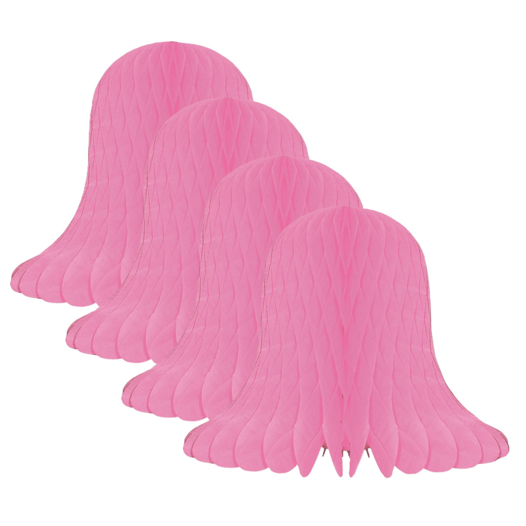 Kerstklokken lampionnen - 4x - lichtroze - 30 x 30 cm - Kerstversiering - Papier -