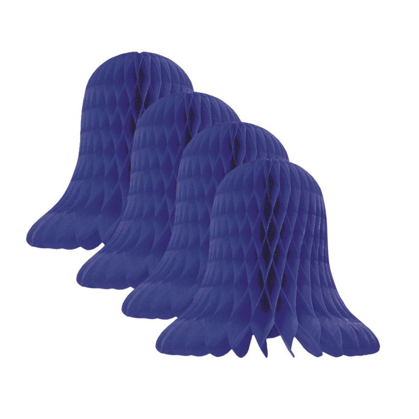 Kerstklokken lampionnen - 4x - donkerblauw - 30 x 30 cm - Kerstversiering - Papier -