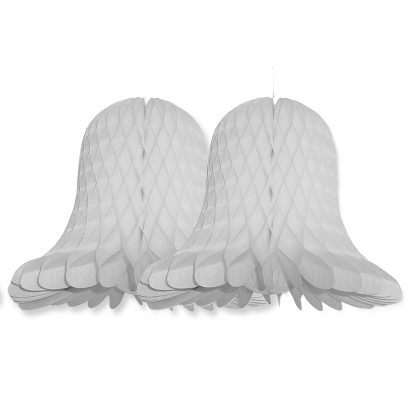 Kerstklok lampion - 2x - lichtgrijs - 20 cm - papier - kerstversiering - kerstbel decoratie -