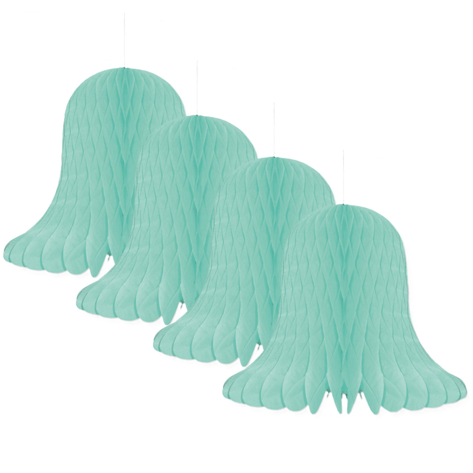 Kerstklokken lampionnen - 4x - mintgroen - 20 x 20 cm - Kerstversiering - Papier -