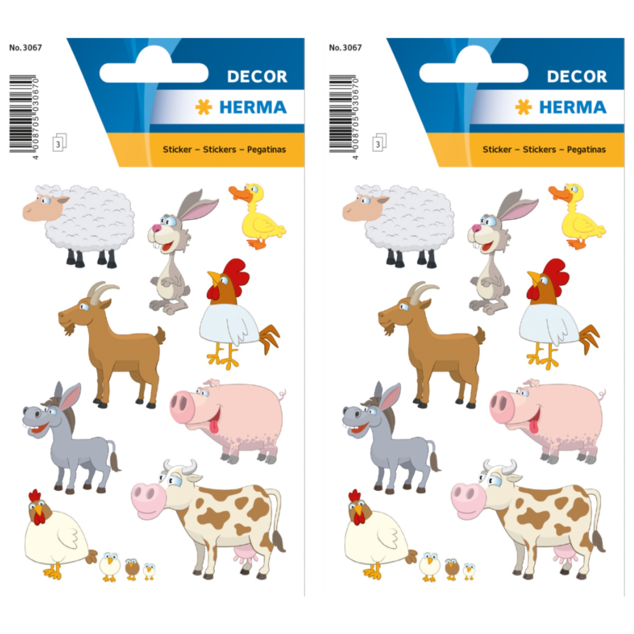 54x stuks Boerderij dieren stickers - kinderstickers - stickervellen - knutselspullen -