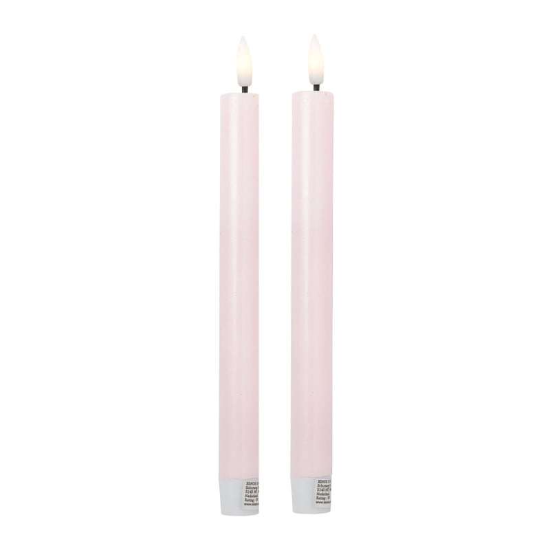 LED dinerkaarsen - roze - set van 2 - ø2.2x24.5 cm