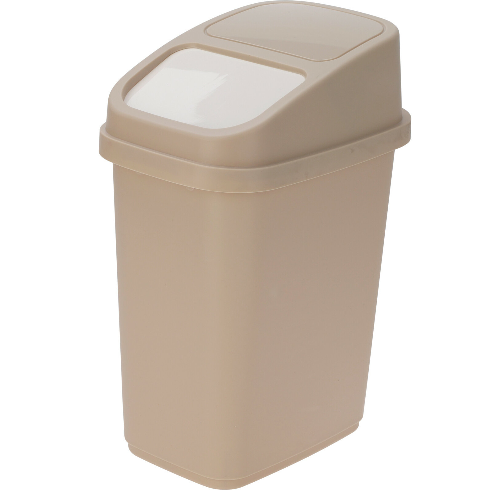 GFT aanrecht afvalbakje - beige - 10L - afsluitbaar - 18 x 27 x 31 cm - klepje -