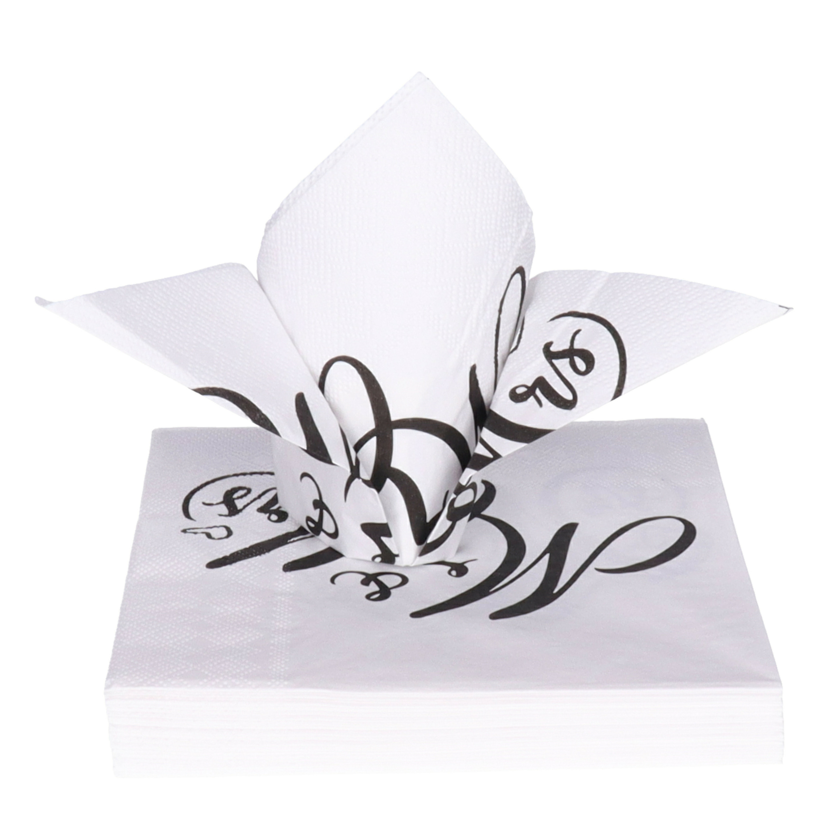 Tafel diner servetten - Bruiloft/Huwelijk - 40x stuks - 33 x 33 cm - Mr en Mrs -