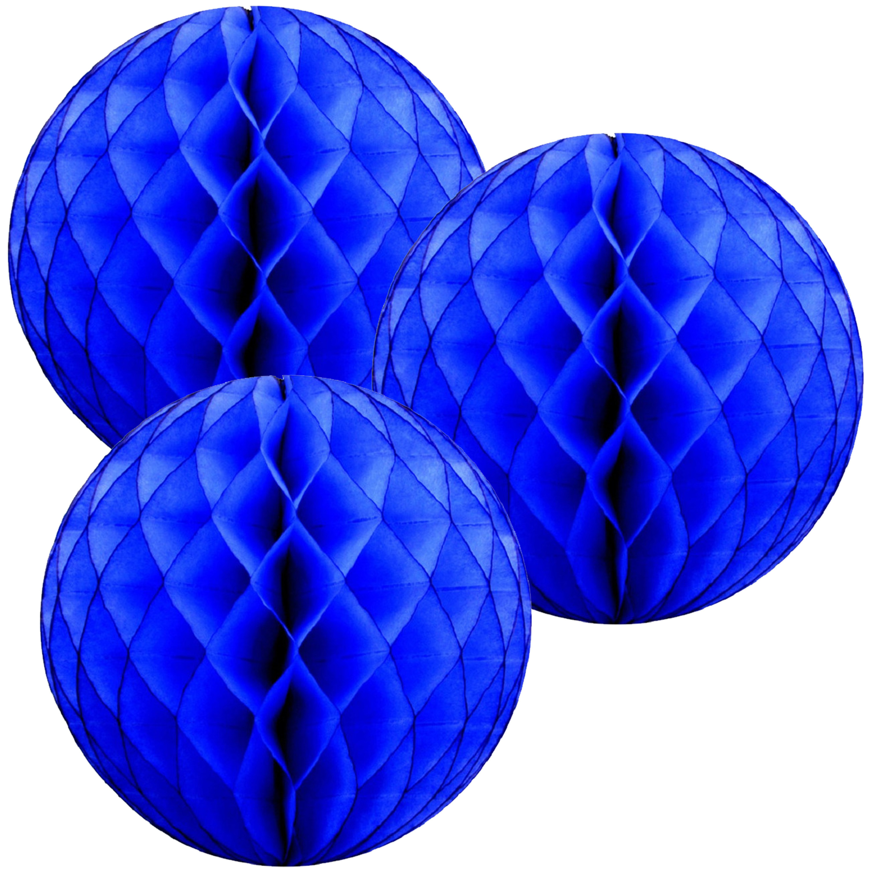 Papieren kerstballen - 3x - blauw - 10 cm - kerstversiering -
