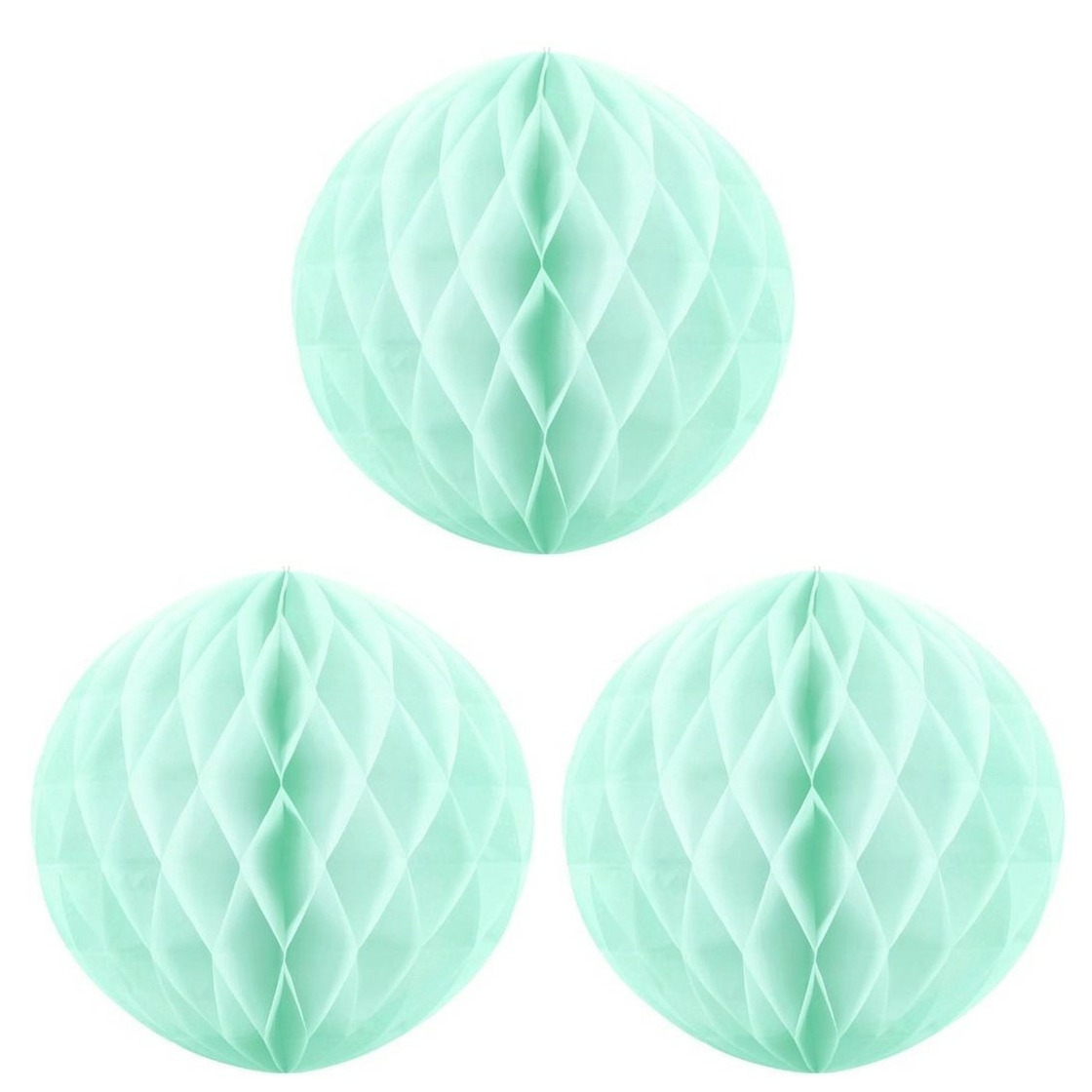 Papieren kerstballen - 3x - mintgroen - 10 cm - kerstversiering -