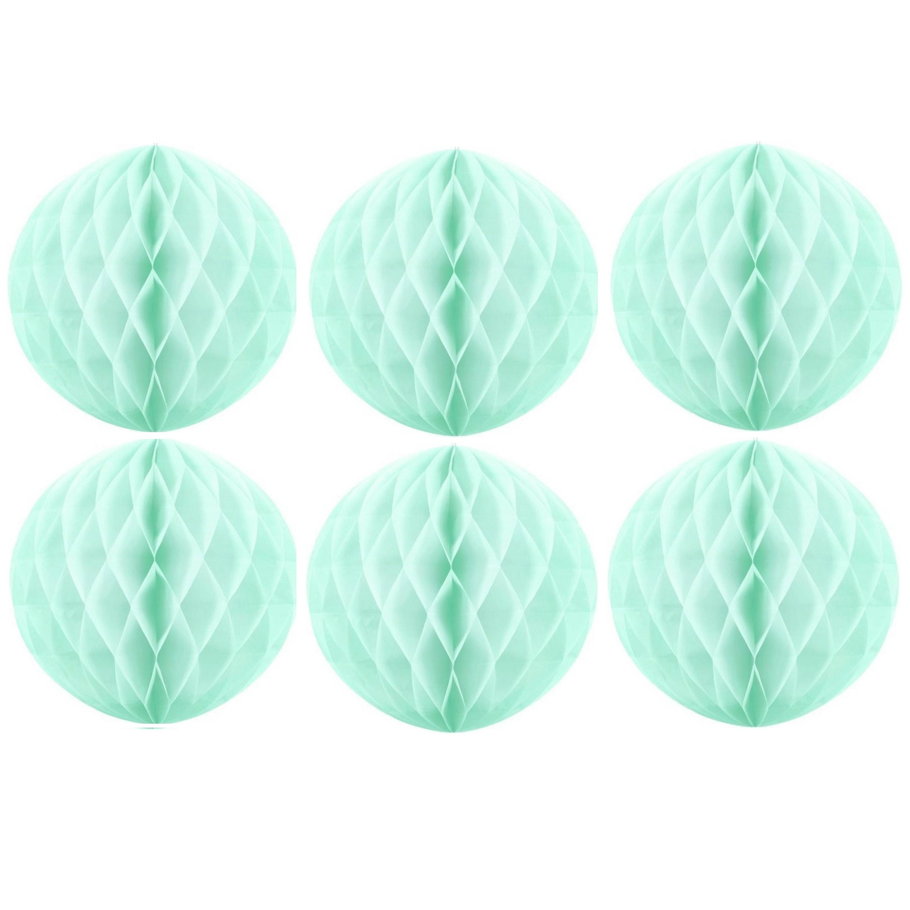 Papieren kerstballen - 6x - mintgroen - 10 cm - kerstversiering -