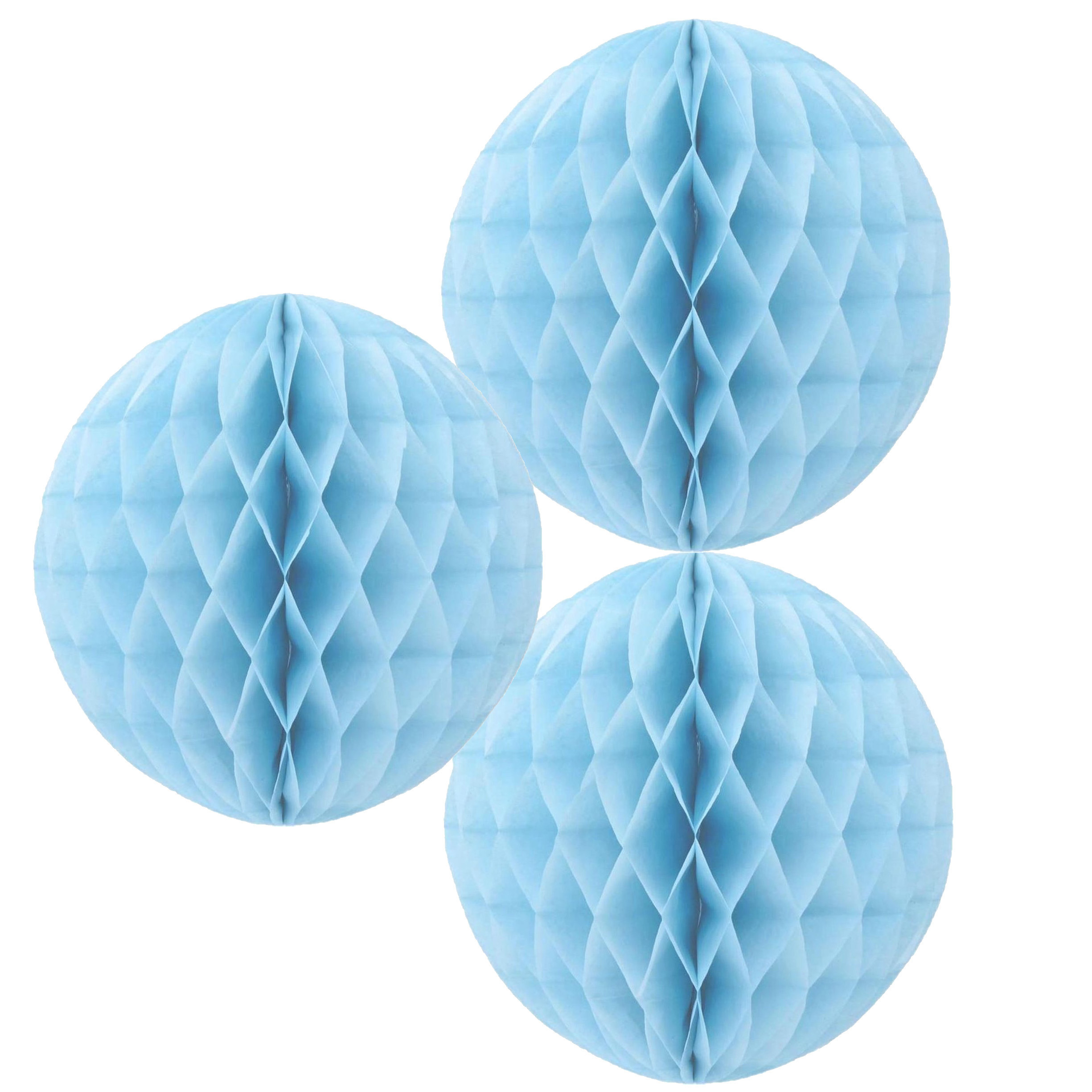 Papieren kerstballen - 3x - lichtblauw - 10 cm - kerstversiering -