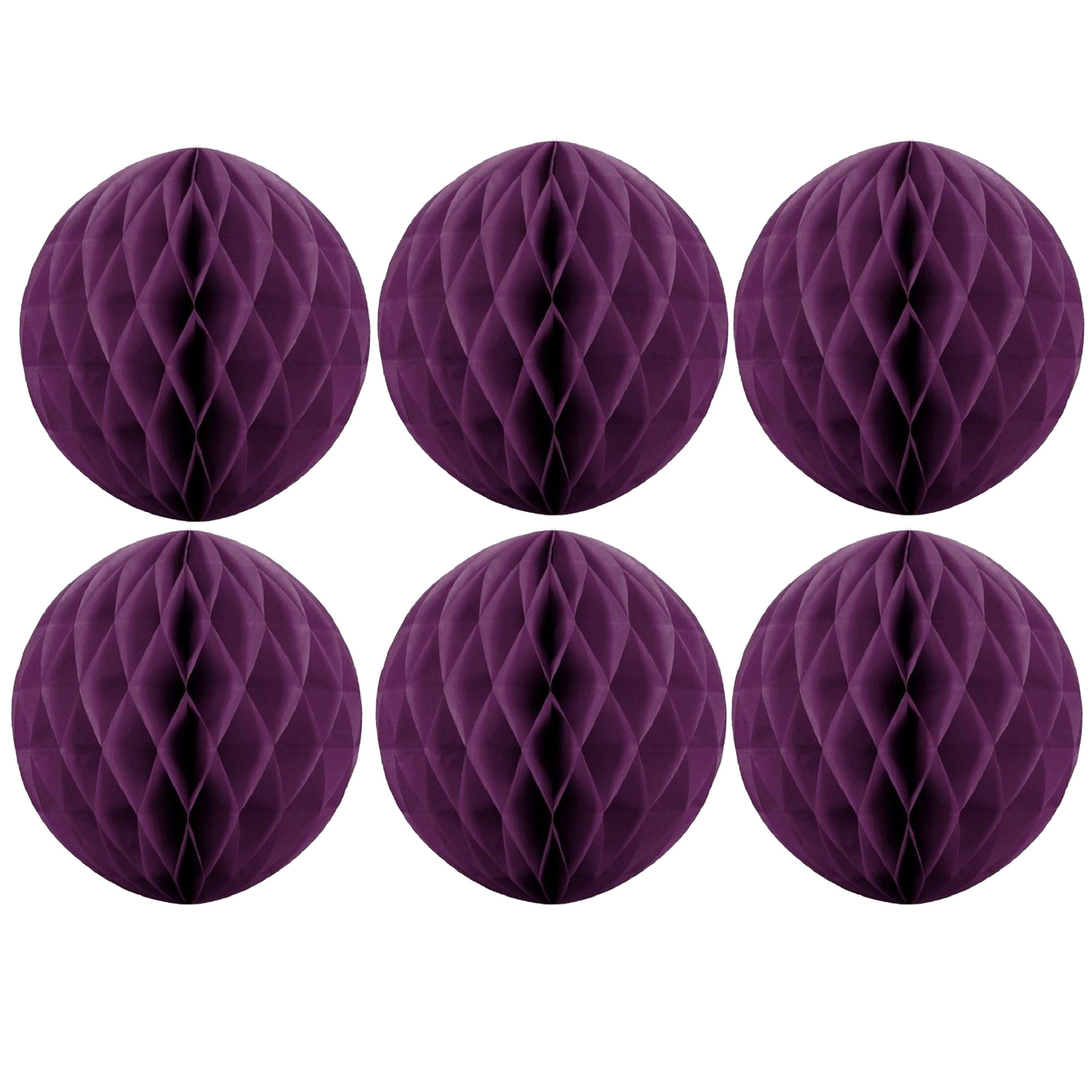 Papieren kerstballen - 6x - aubergine paars - 10 cm - kerstversiering -