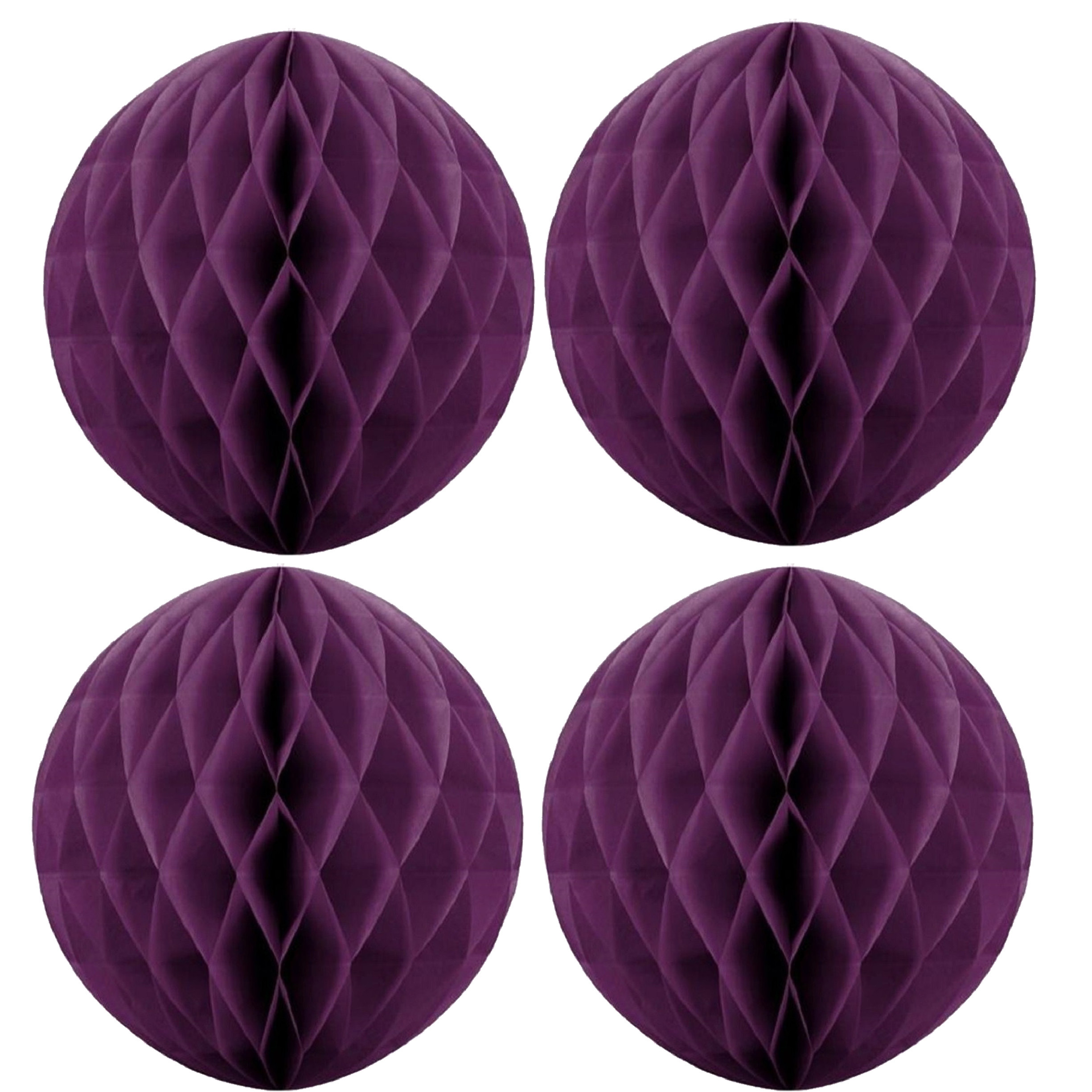 Papieren kerstballen - 4x - paars - 10 cm - kerstversiering -