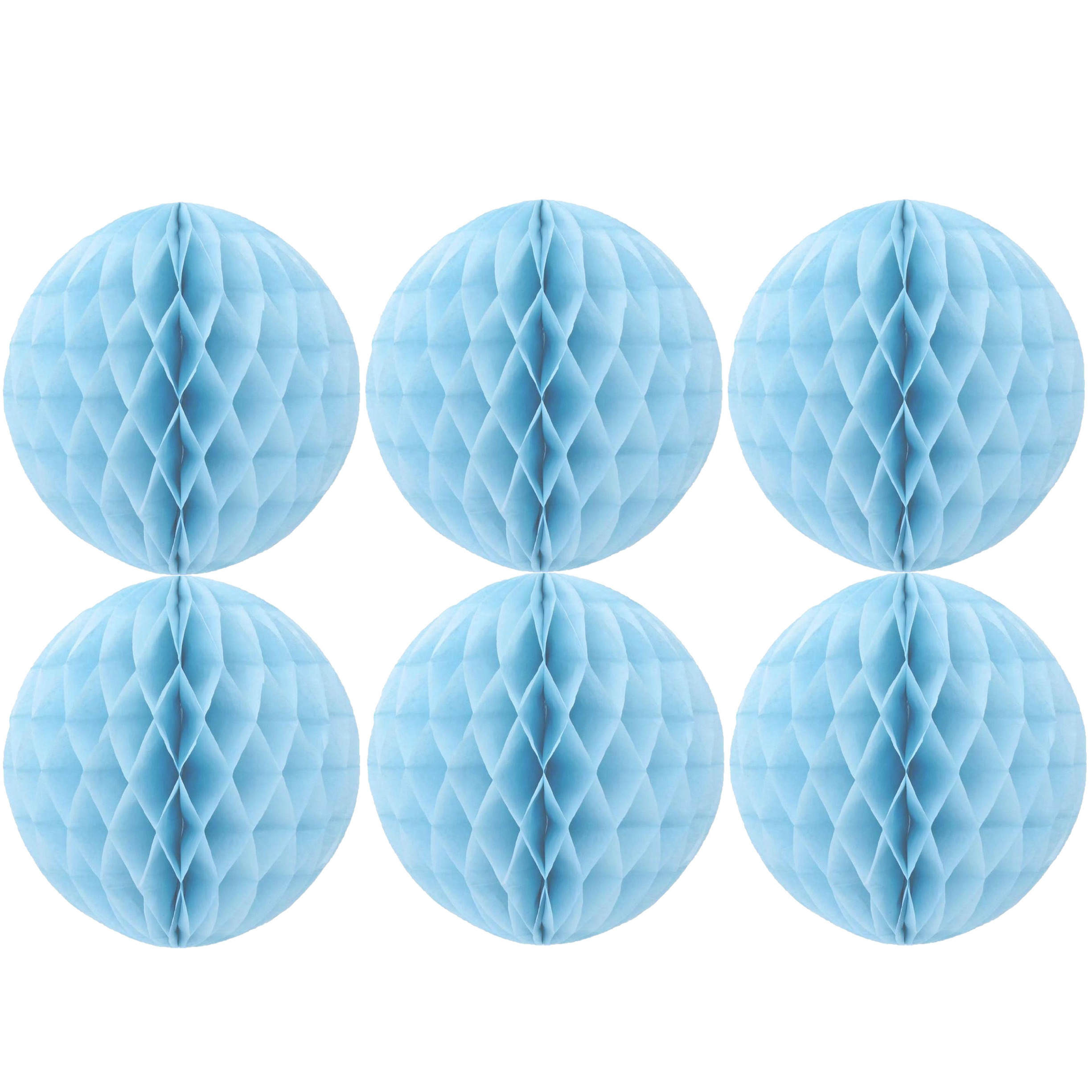 Papieren kerstballen - 6x - lichtblauw - 10 cm - kerstversiering -