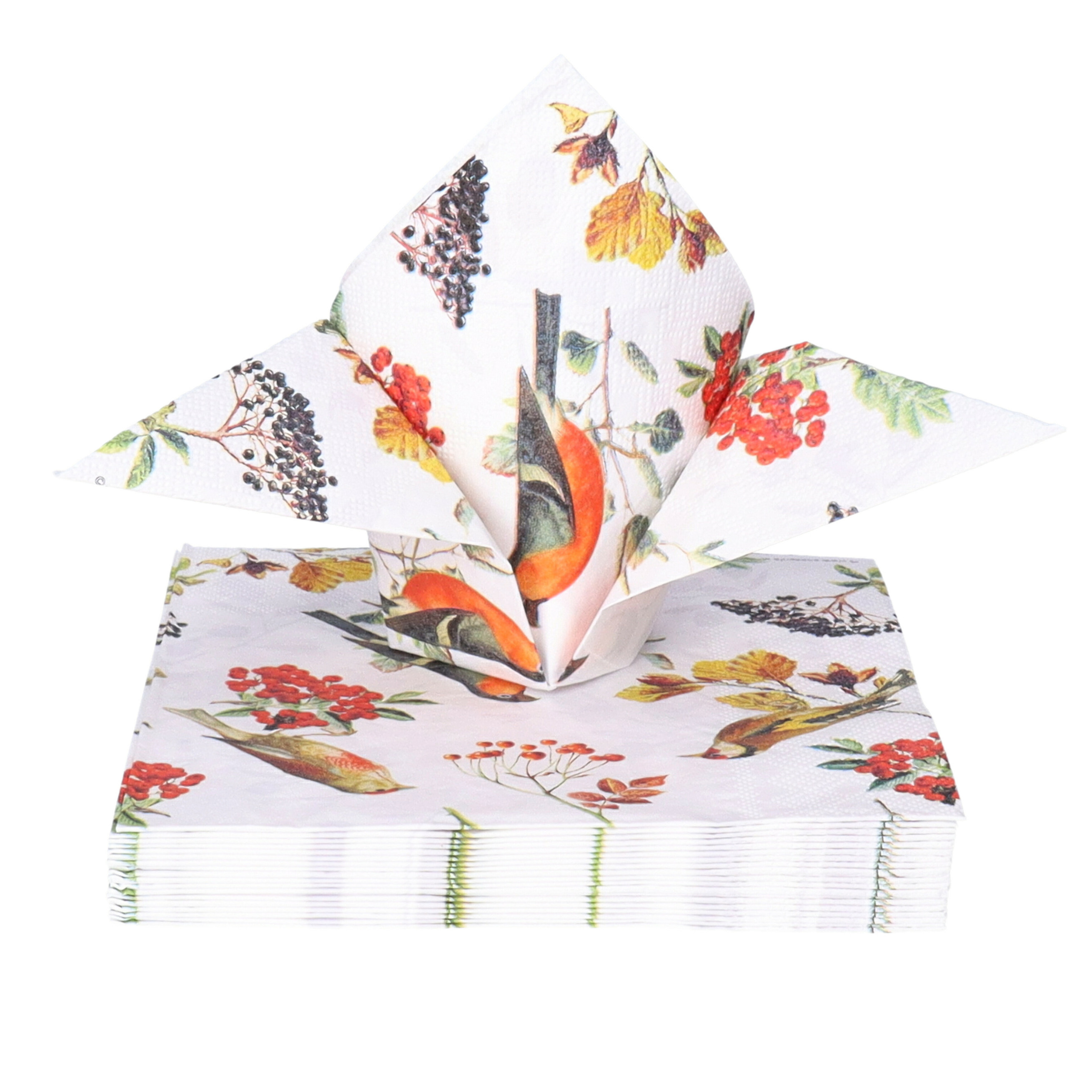 Tafel diner servetten - Tuinvogels thema - 40x stuks - 33 x 33 cm -