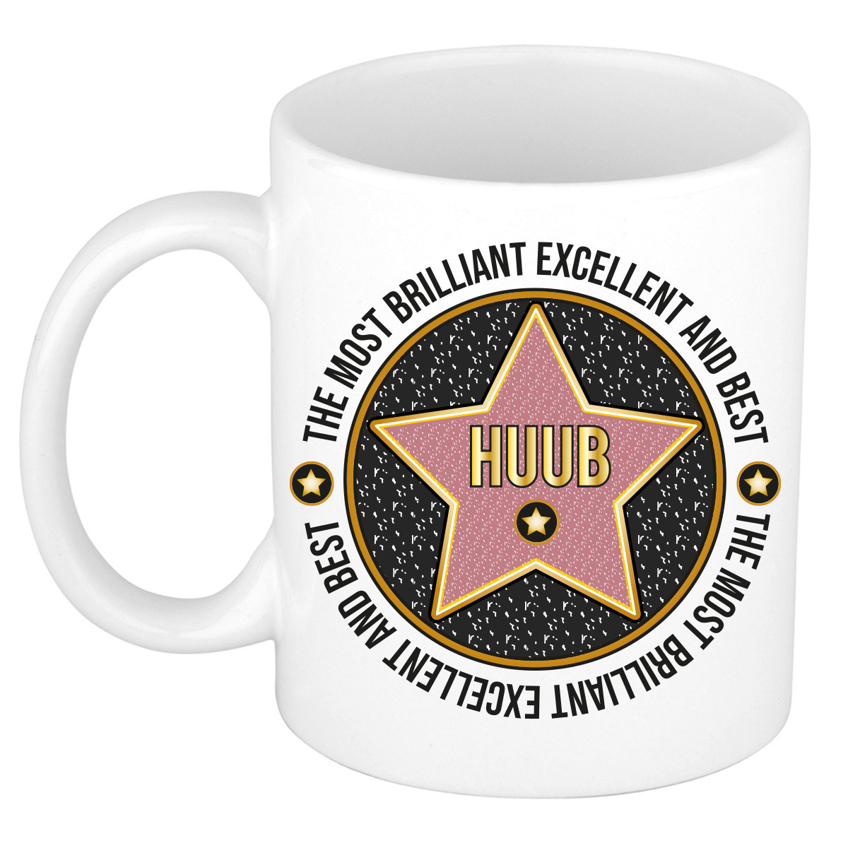 Naam mok Huub - wit - Most Brilliant - keramiek - 300 ml - cadeau collega beker -