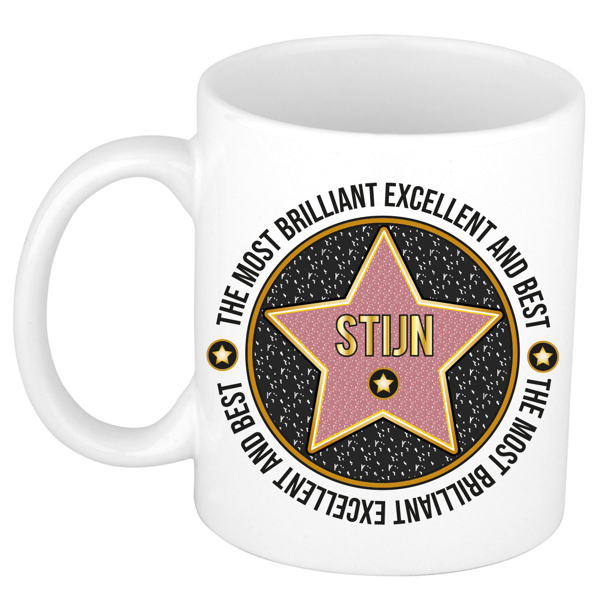 Naam mok Stijn - wit - Most Brilliant - keramiek - 300 ml - cadeau collega beker -