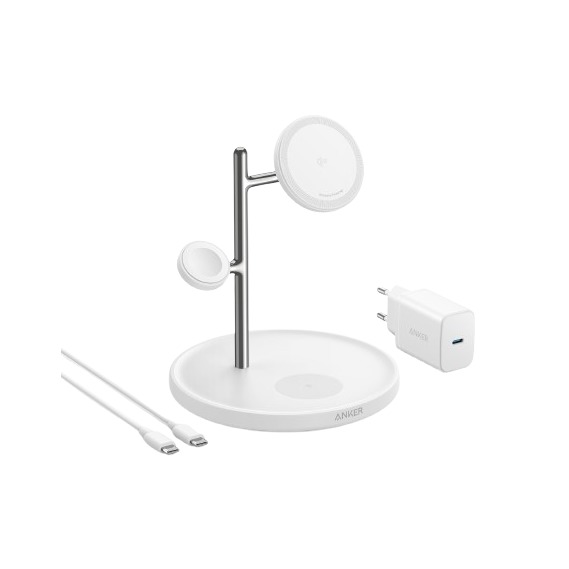 Anker MagGo Magnetic Wireless Charger 15W 3-in-1 Stand EU Plug Oplader Wit