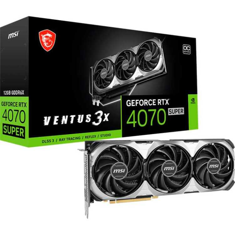 MSI GeForce RTX 4070 SUPER 12G VENTUS 3X OC grafische kaart DLSS 3, 3x DisplayPort, 1x HDMI 2.1