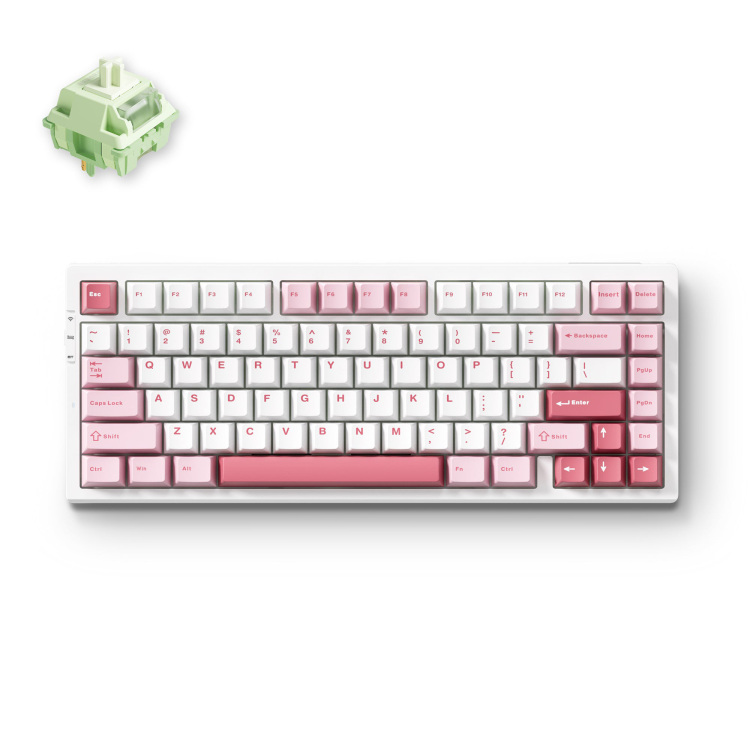 MCHOSE G75 Pro White Pink Matcha Latte V2 Tri-mode Gasket Structure Gaming Mechanical gaming toetsenbord 75%, Double-Shot PBT, RGB, draadloos / Bluetooth / USB-C