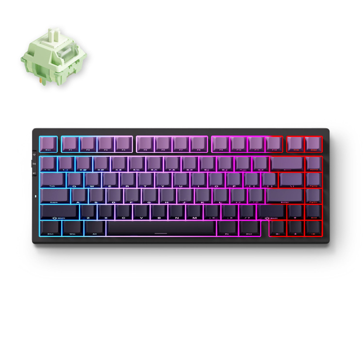 MCHOSE G75 Pro Tri-mode Black Purple Gradient Matcha Latte V2 Gasket Structure Mechanical gaming toetsenbord 75%, Side engraved PBT, RGB, draadloos / Bluetooth / USB-C