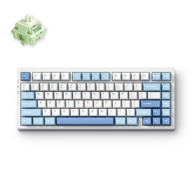 MCHOSE G75 Pro Blue Matcha Latte V2 Tri-mode Gasket Structure Mechanical gaming toetsenbord 75%, Double-Shot PBT, RGB, draadloos / Bluetooth / USB-C
