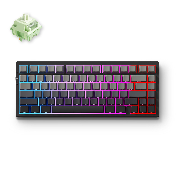 MCHOSE G75 Pro Black Matcha Latte V2 Tri-mode Gasket Structure Mechanical gaming toetsenbord 75%, Side engraved PBT, RGB, draadloos / Bluetooth / USB-C