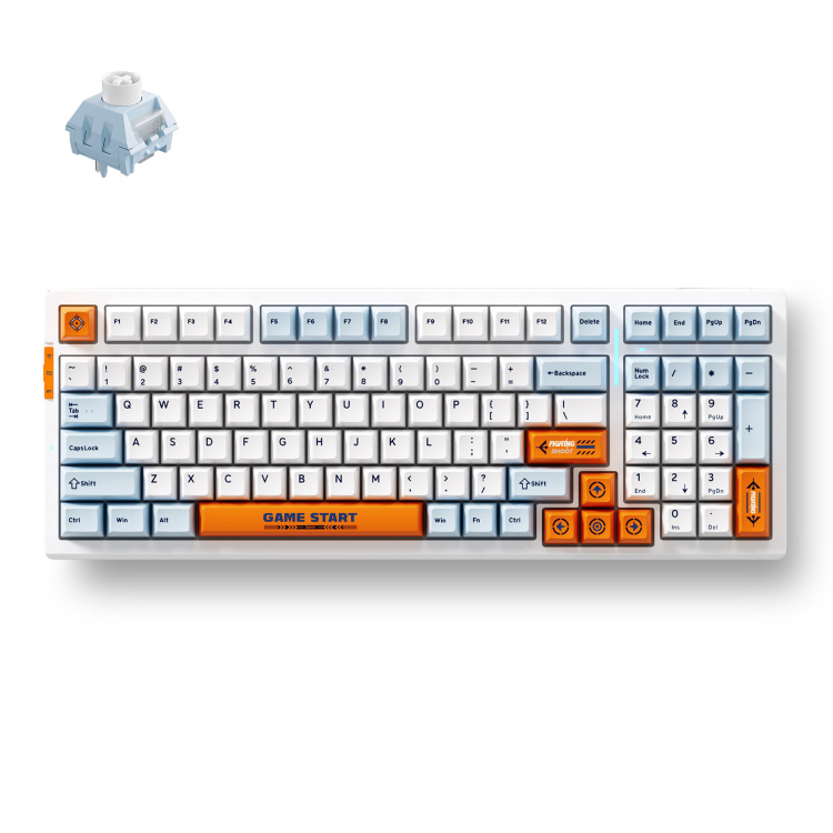 MCHOSE G98 Pro Orange Blue Snow Tiger Wireless Tri-Mode Custom Mechanical gaming toetsenbord 98%, Double-Shot PBT, RGB, draadloos / Bluetooth / USB-C