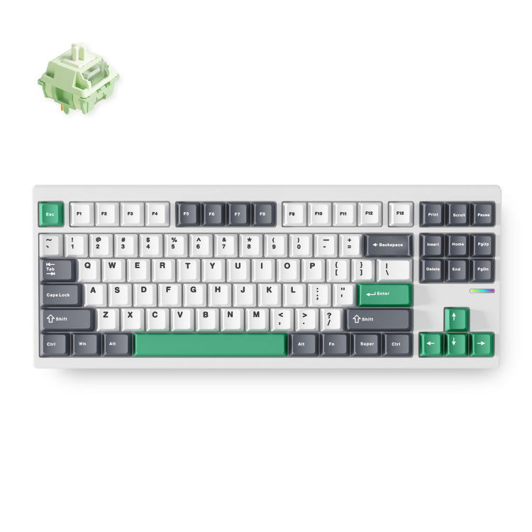 MCHOSE GX87 Lite: White Nano Spraying Matcha Latte V2 Aluminum Custom Mechanical toetsenbord 80% TKL, Double-Shot PBT, RGB, draadloos / Bluetooth / USB-C