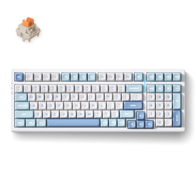 MCHOSE G98 Pro Blue Flame Orange Wireless Tri-Mode Custom Mechanical gaming toetsenbord 98%, Double-Shot PBT, RGB, draadloos / Bluetooth / USB-C