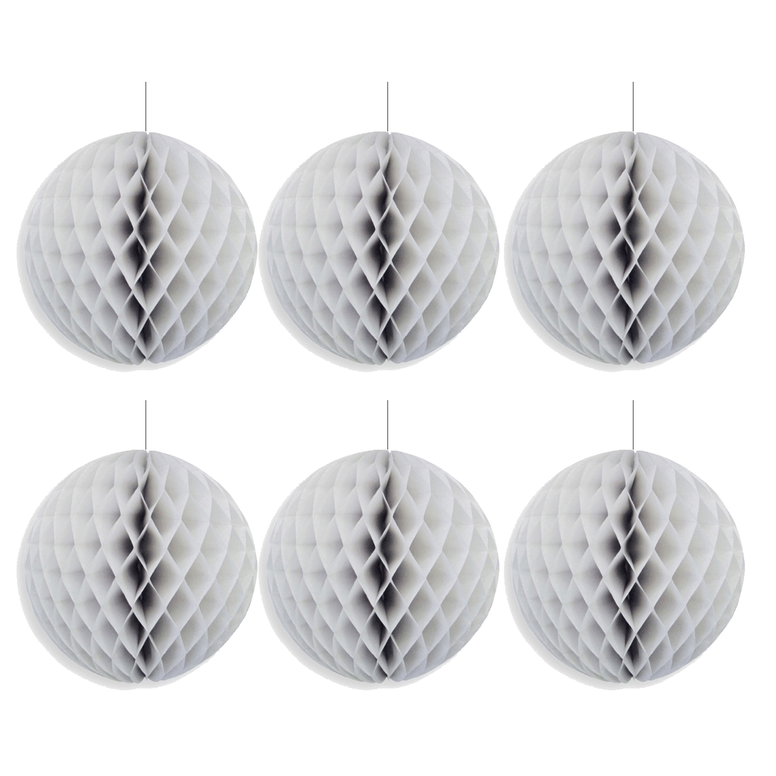 Papieren kerstballen - 6x - grijs - 10 cm - kerstversiering -