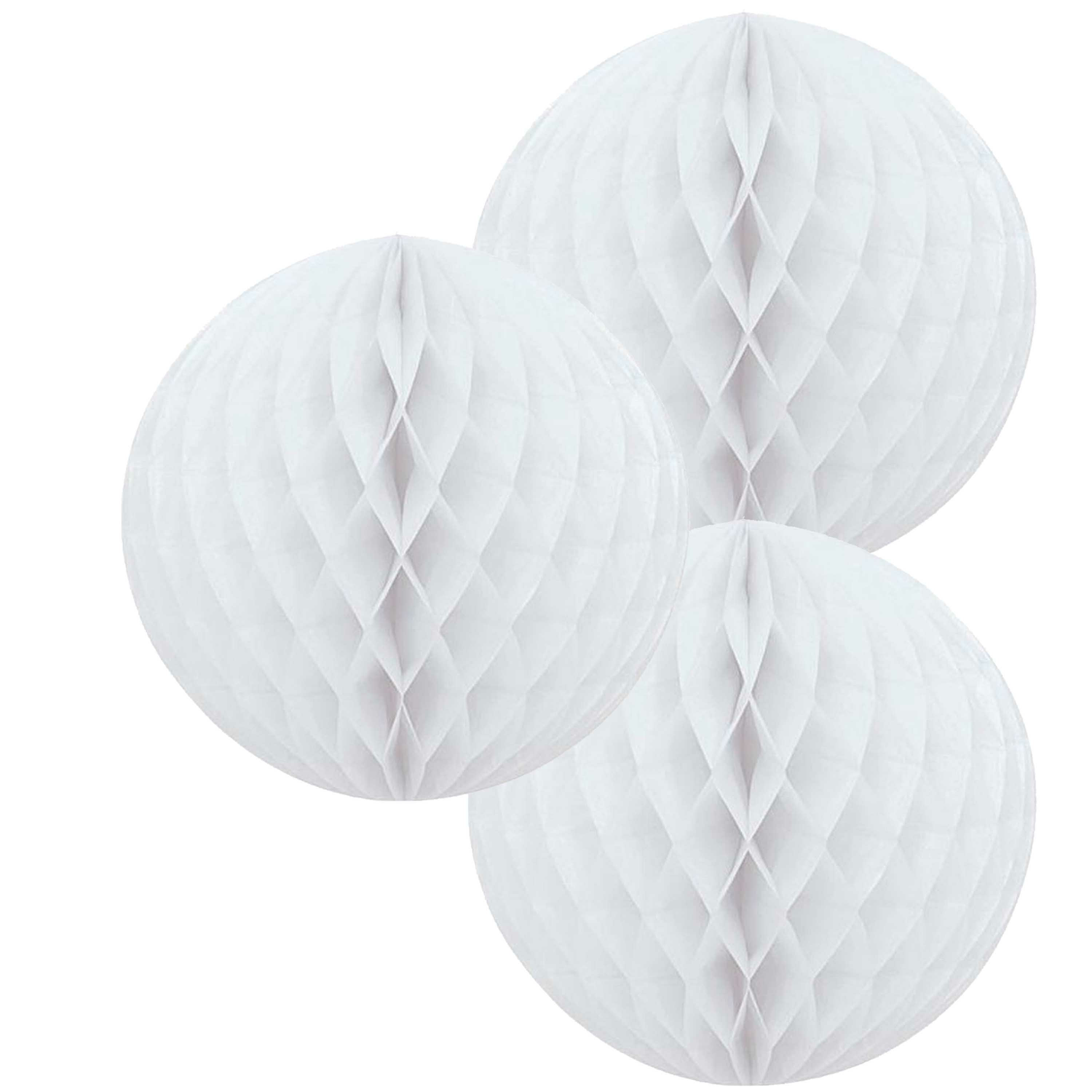 Papieren kerstballen - 3x - wit - 10 cm - kerstversiering -