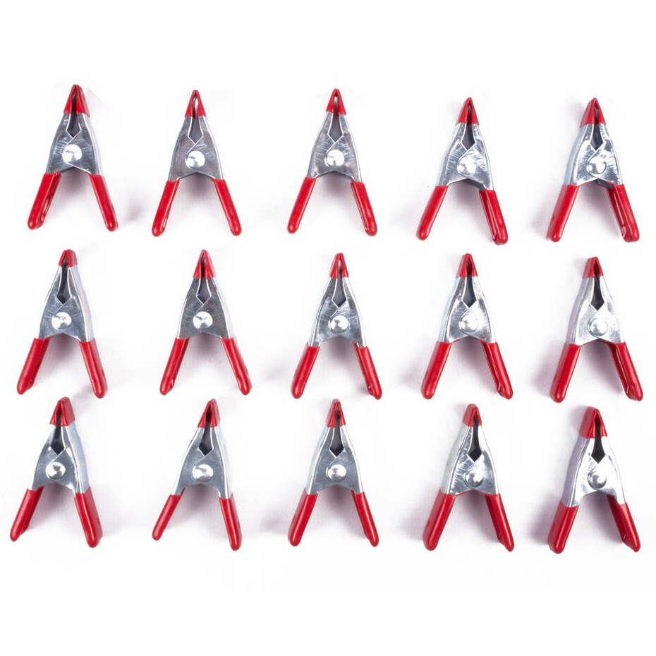 Mini zeilklem/zeilclip - 15x - 5 cm - kunststof/staal - Dekzeil klemmen - Camping/outdoor klemmen -