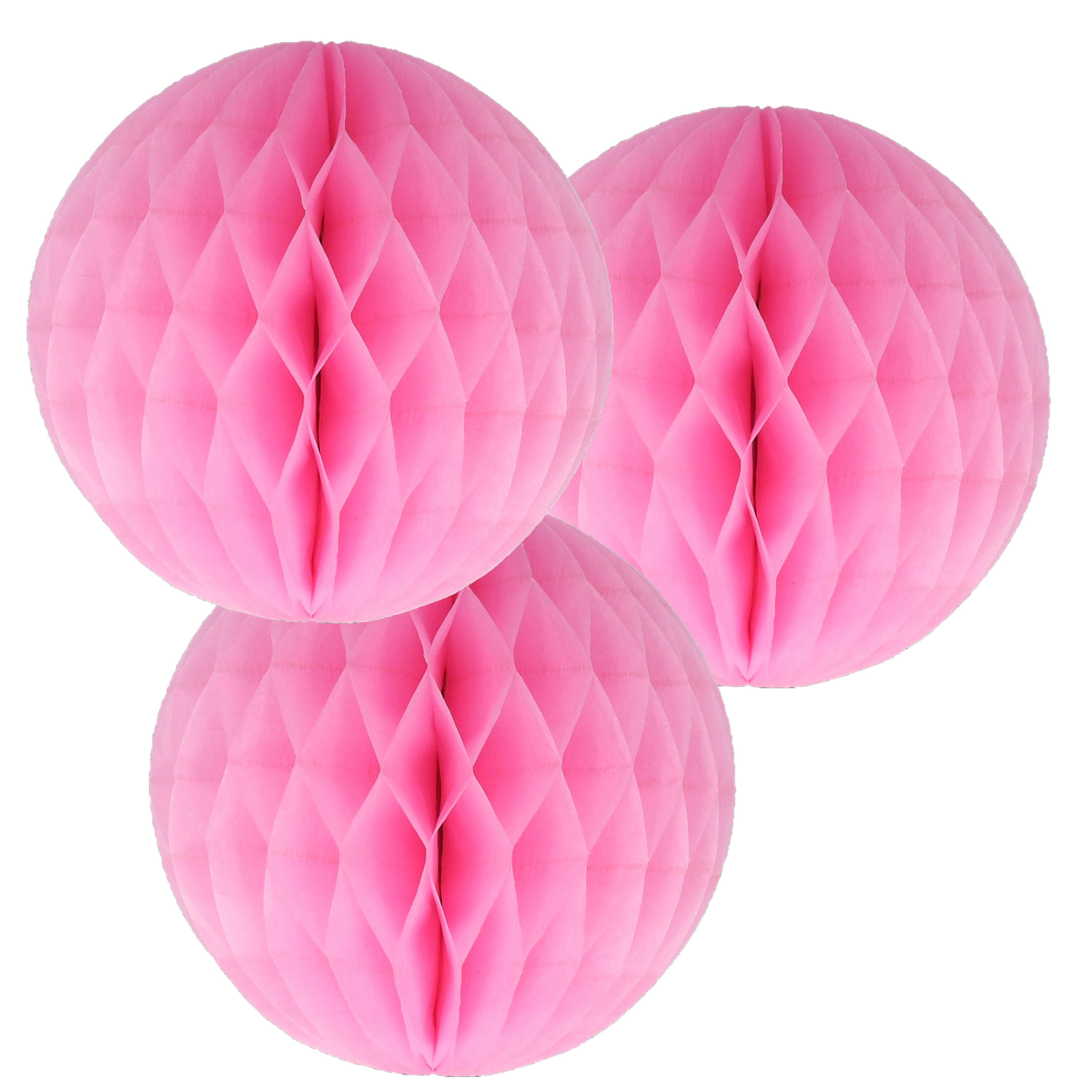Papieren kerstballen - 3x - roze - 10 cm - kerstversiering -