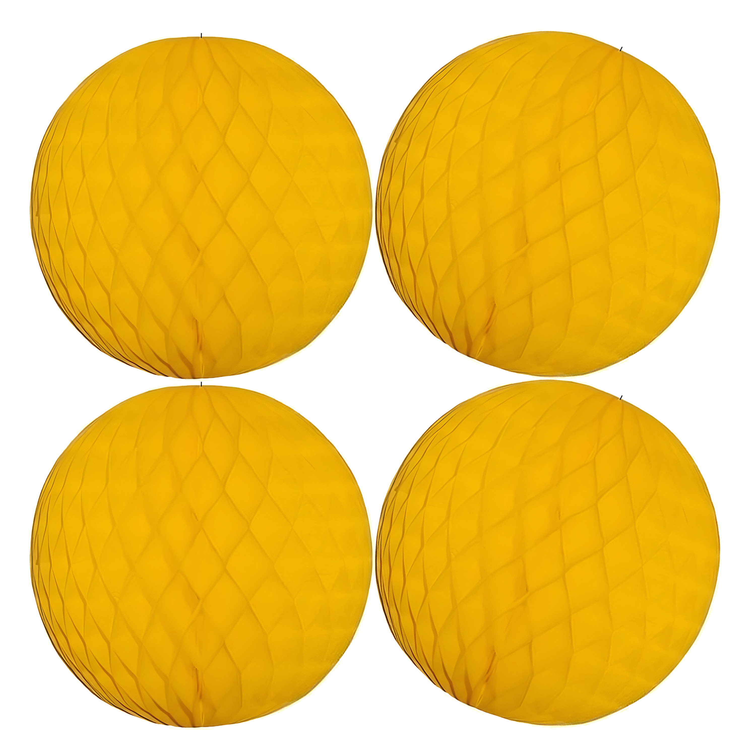 Papieren kerstballen - 4x - goudgeel - 10 cm - kerstversiering -