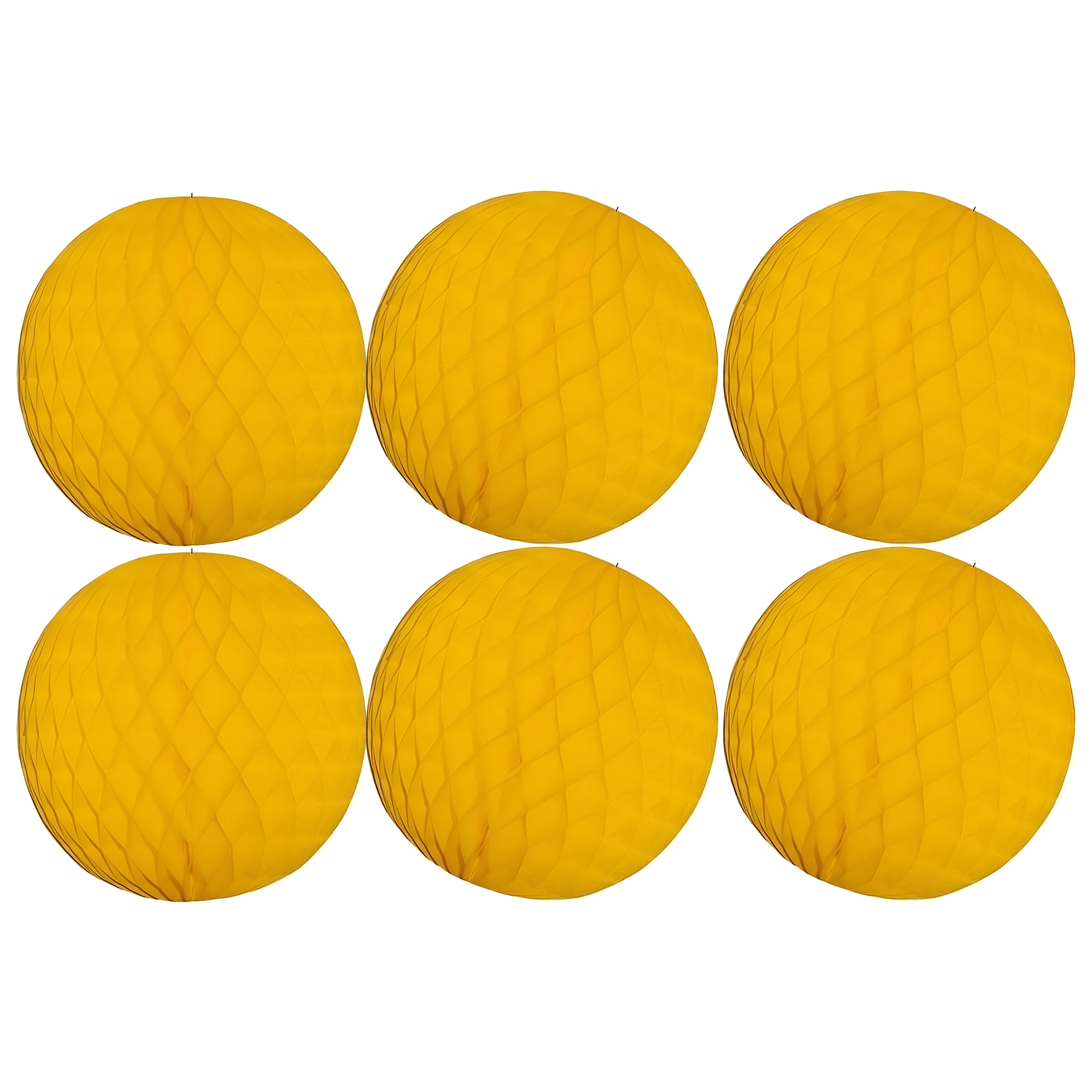 Papieren kerstballen - 6x - goudgeel - 10 cm - kerstversiering -