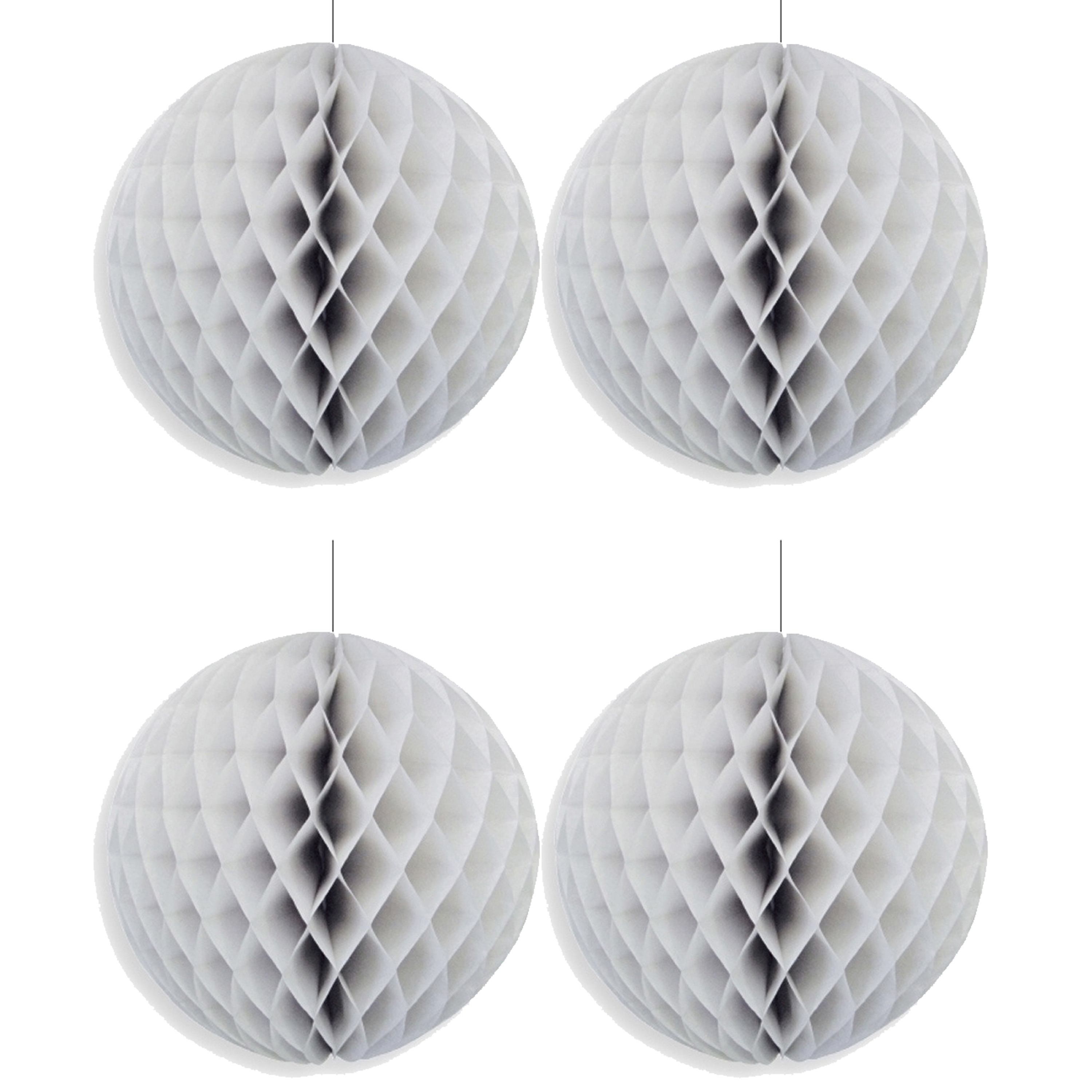 Papieren kerstballen - 4x - grijs - 10 cm - kerstversiering -