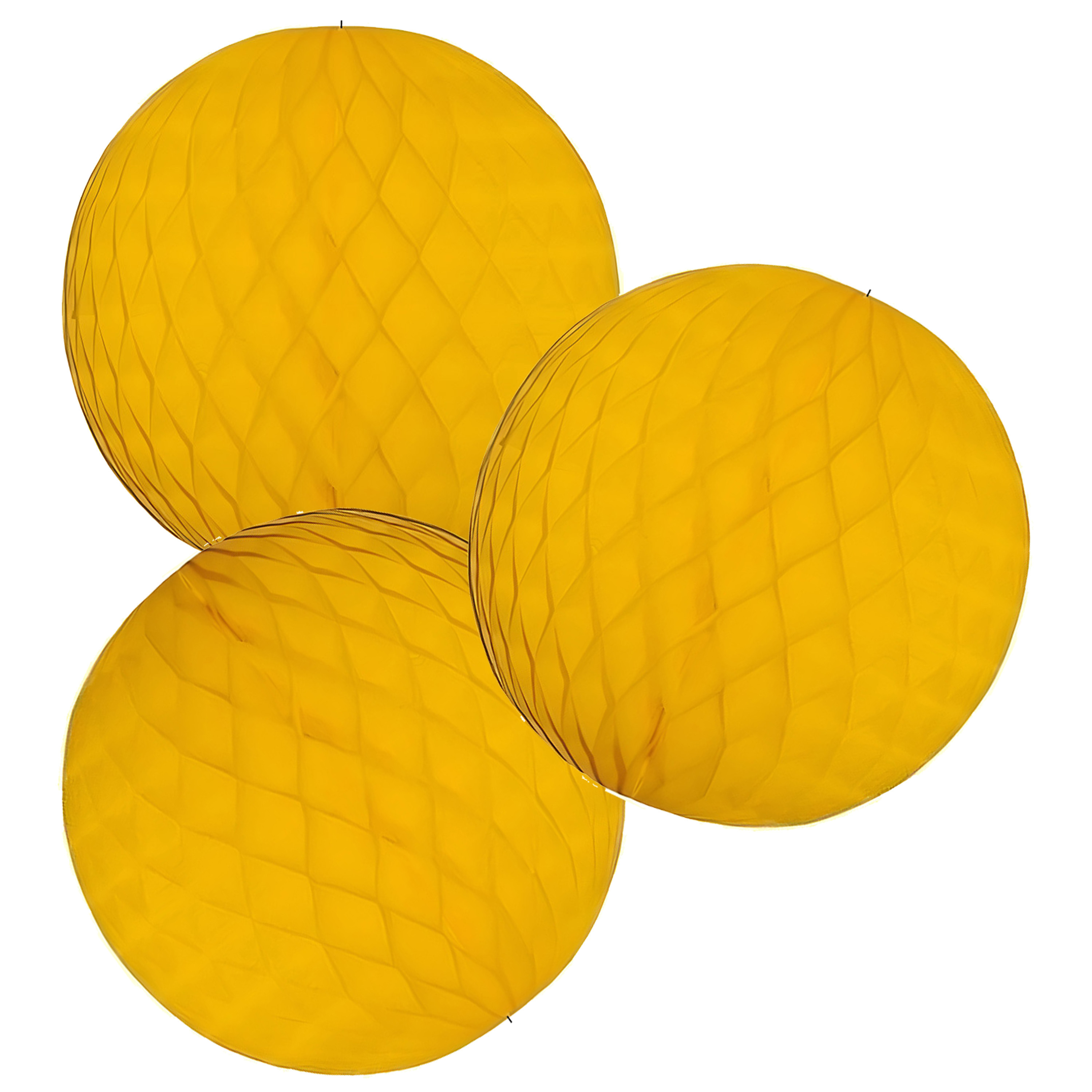 Papieren kerstballen - 3x - goudgeel - 10 cm - kerstversiering -