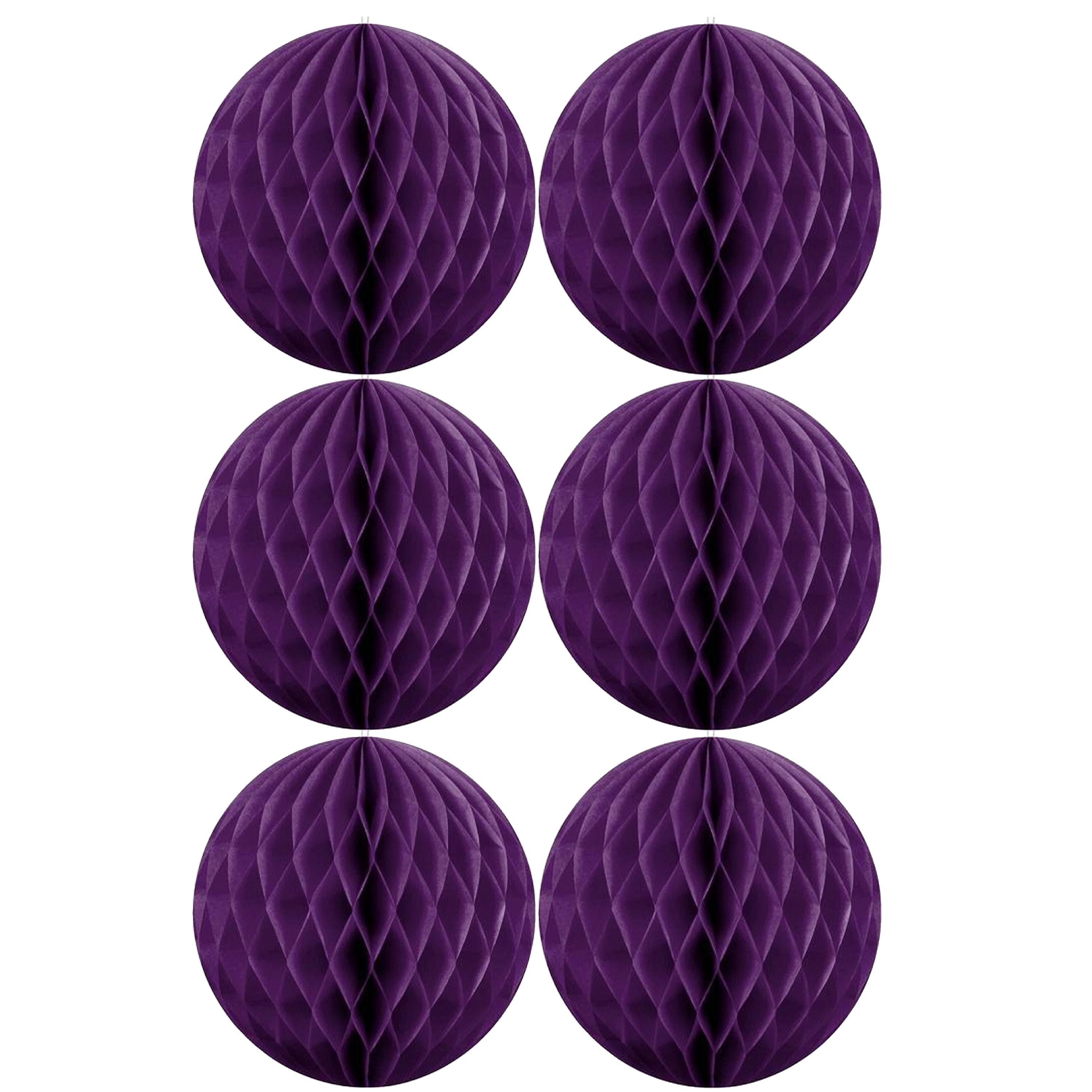 Papieren kerstballen - 6x - paars - 10 cm - kerstversiering -