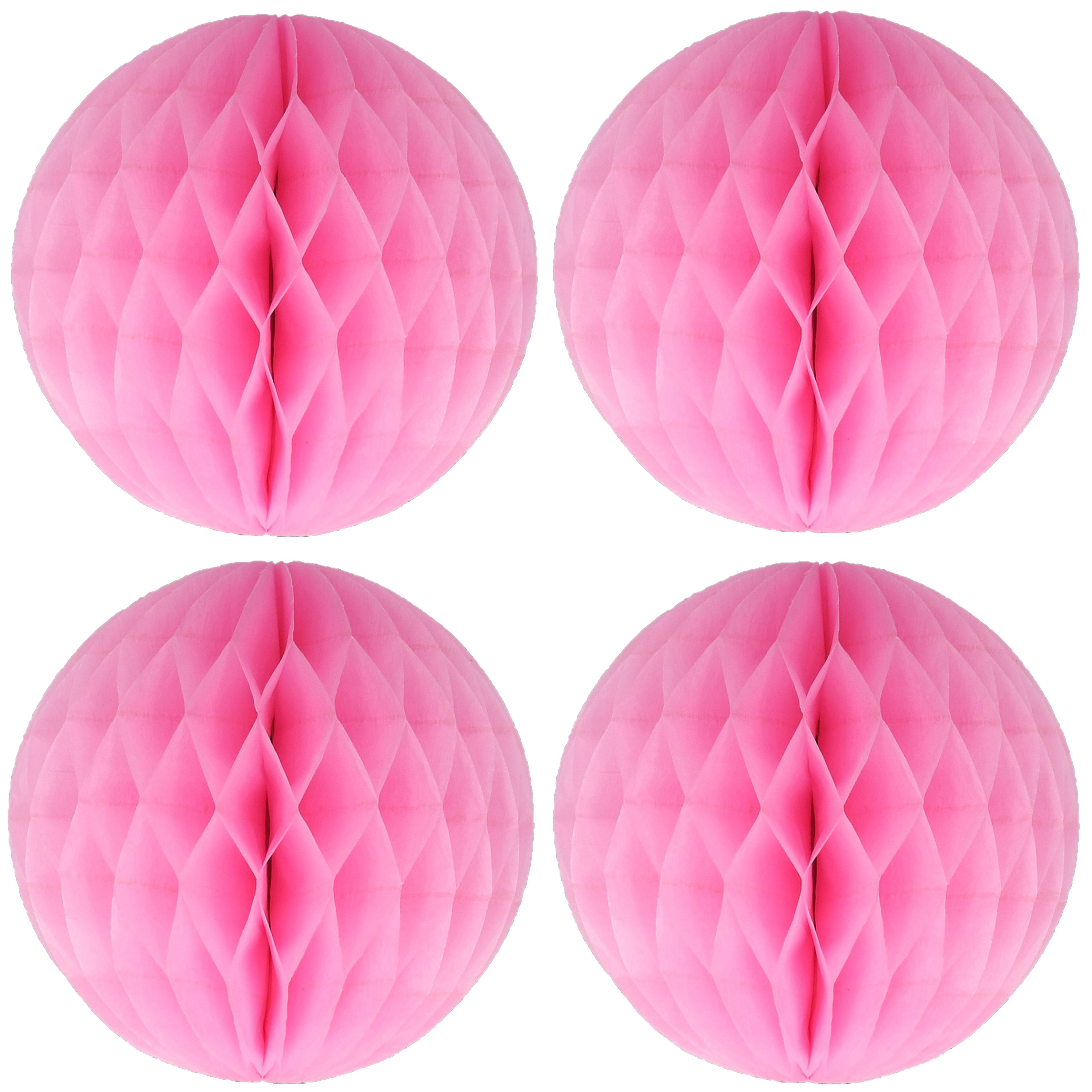 Papieren kerstballen - 4x - roze - 10 cm - kerstversiering -