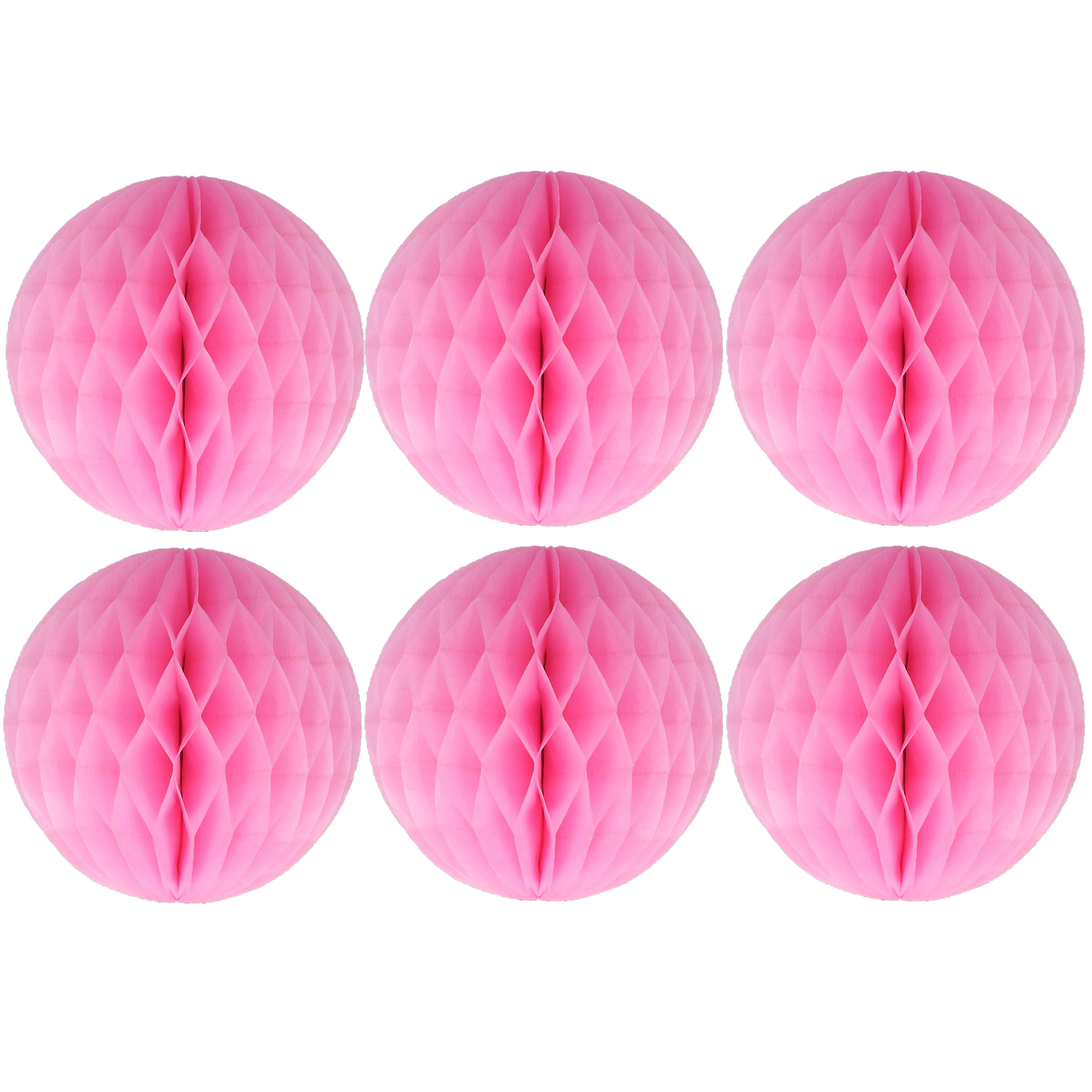 Papieren kerstballen - 6x - roze - 10 cm - kerstversiering -