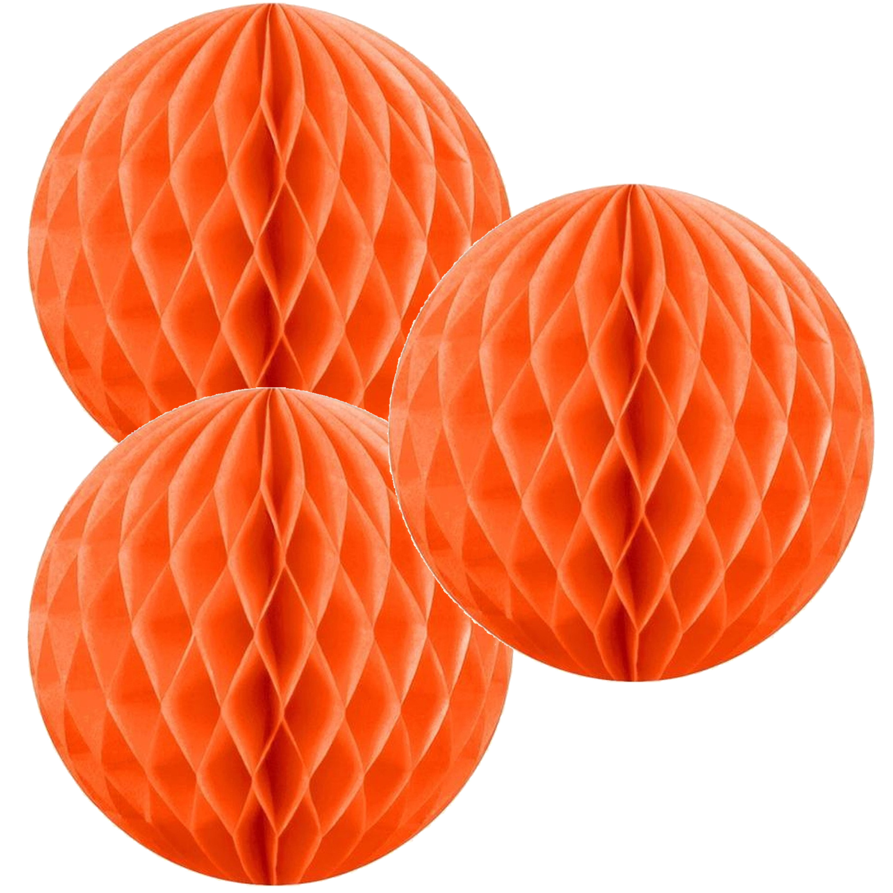 Papieren kerstballen - 3x - oranje - 10 cm - kerstversiering -