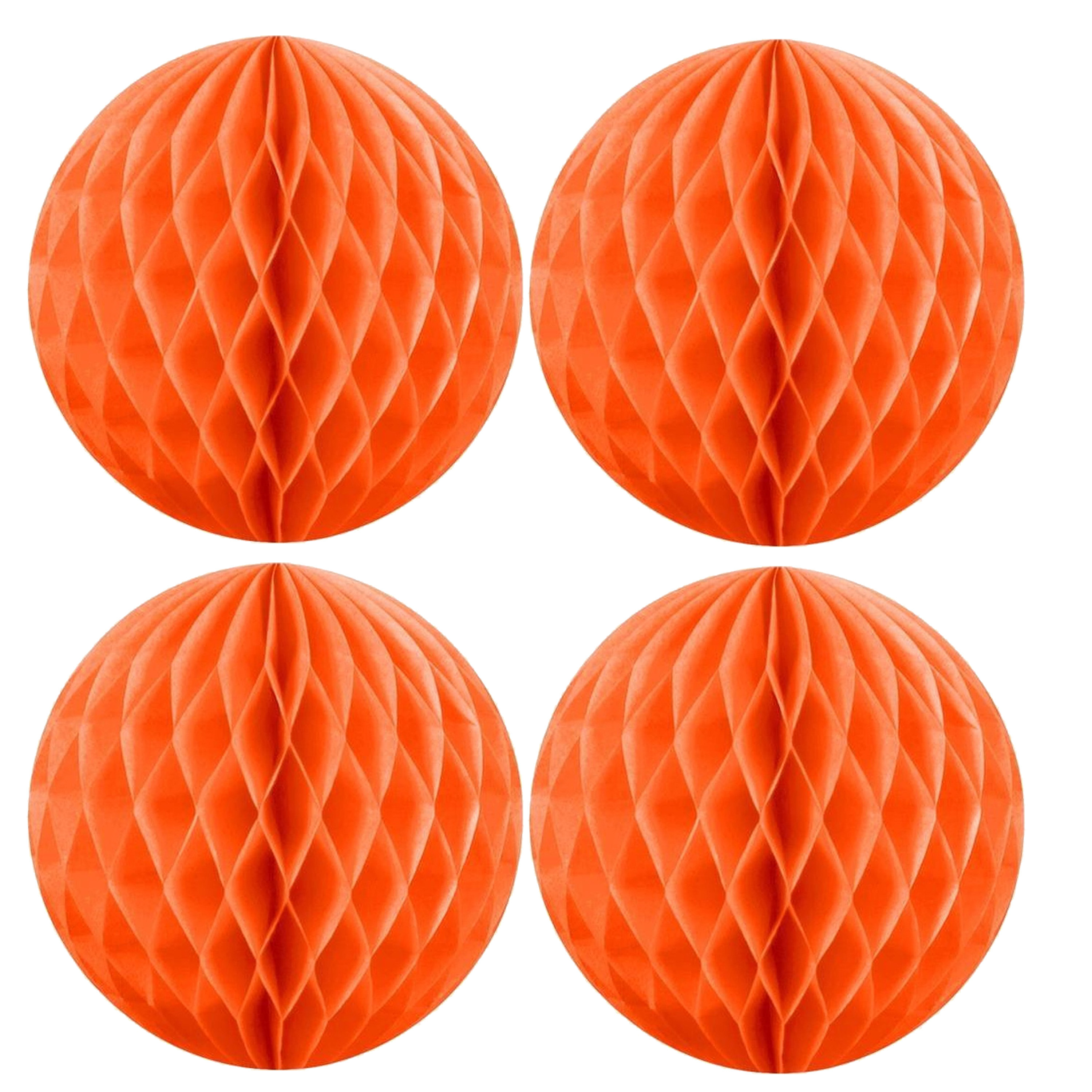 Papieren kerstballen - 4x - oranje - 10 cm - kerstversiering -